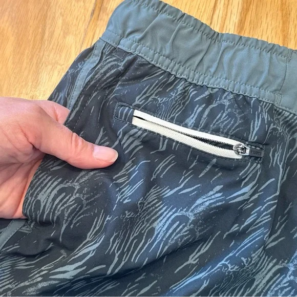 Vouri Men's Bank Shorts, Kashmir Flux Teal Gray Patterned Athletic Shorts, 7”, M - Picture 12 of 13